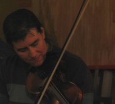 Cynthia playing the fiddle